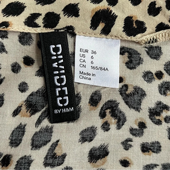 H & M Divided Camisole Sz 6 Beige Cheetah Print Y2K Slinky Animal Print Tank Top - Picture 5 of 7
